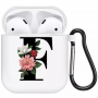 Coque AirPods Alphabet : F Floral Blanc