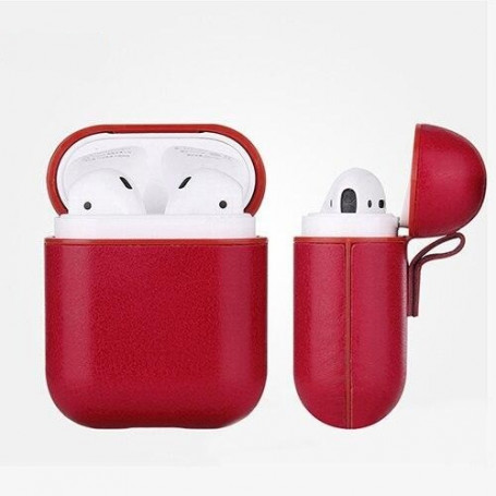 Coque Airpods Cuir : Rouge Vif